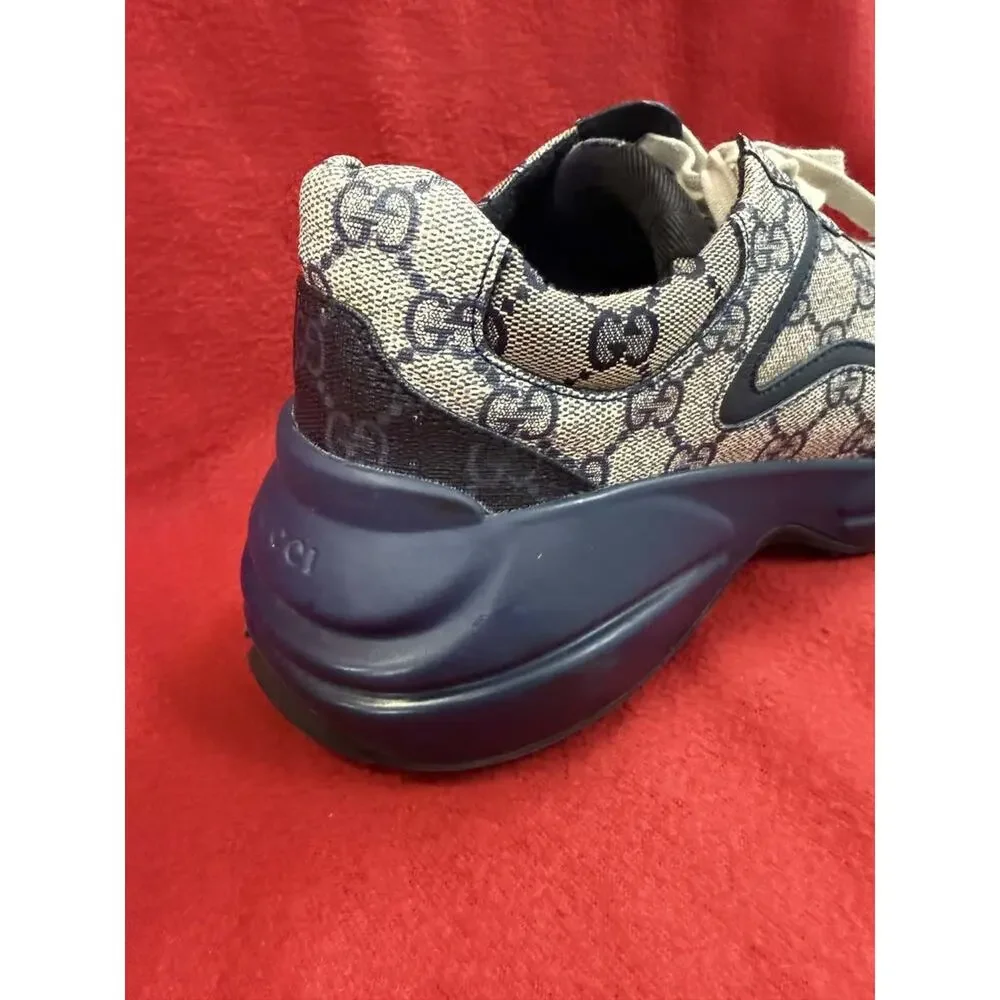 Gucci GG Rhyton Beige Blue Supreme Monogram Sneakers EU 41/ Gucci 7 /US 7.5